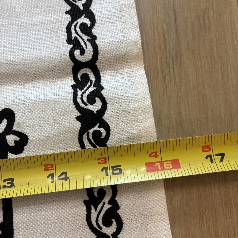 VTG Pure Belgium Linen Kitchen Tea Towel Cream & Black Cottagecore 16x29